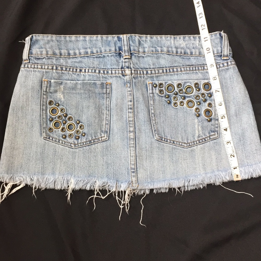 Denim Skirt Grommet Pockets